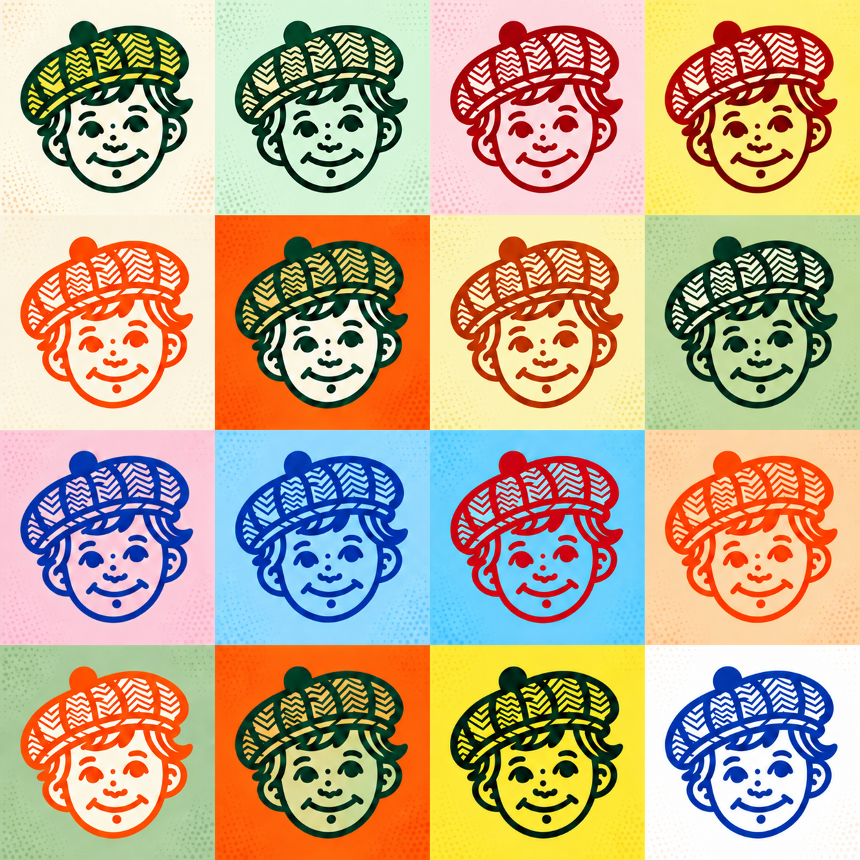 Mosaico multicolor de la mascota de Tasty Testa
